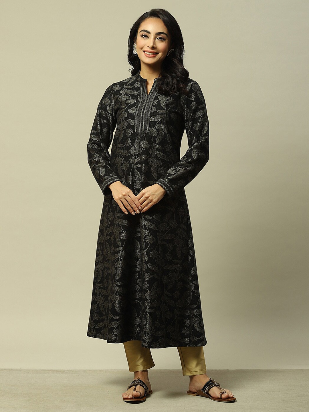 

Rangriti Women A-Line Maxi Dress, Black