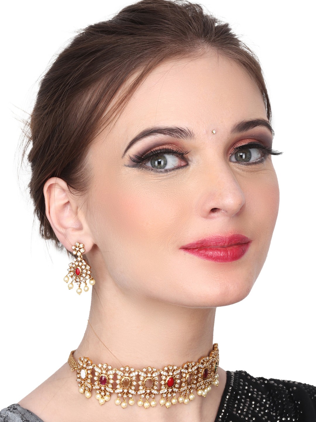 

Anvik Gold-Plated AD-Studded & Beaded Jewellery Set