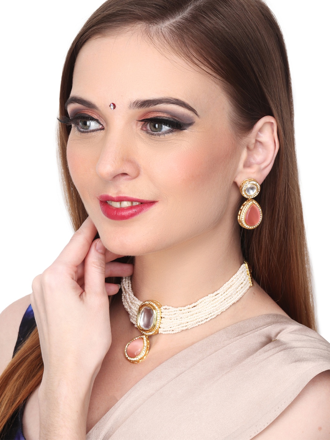 

Anvik Gold-Plated Kundan-Studded & Beaded Jewellery Set