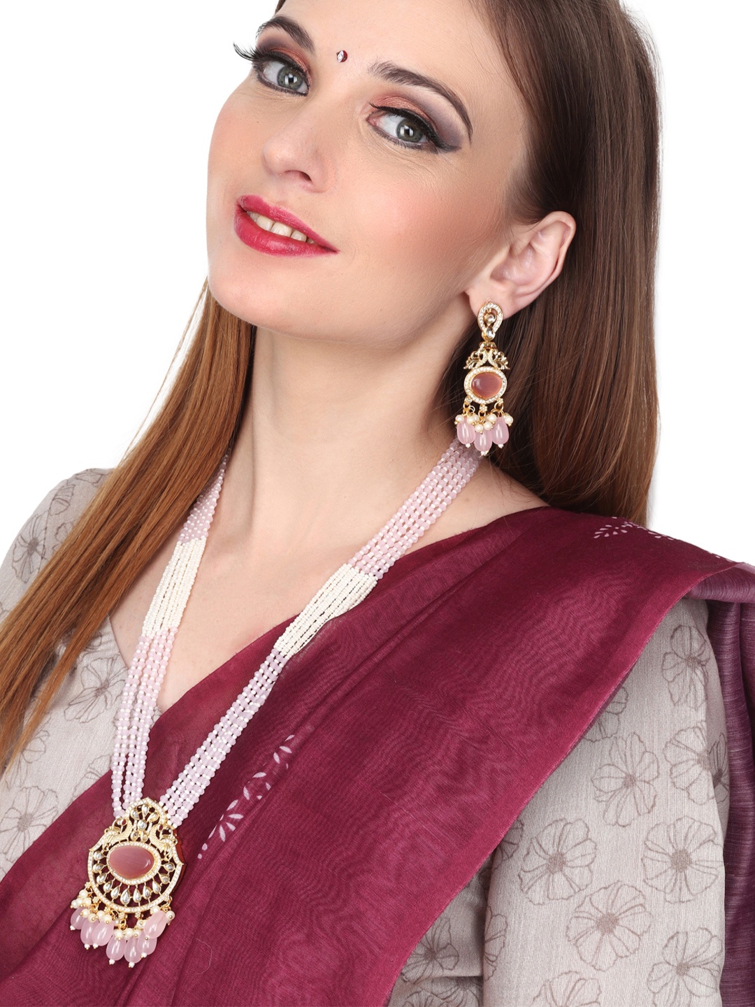 

Anvik Gold-Plated Kundan-Studded & Beaded Jewellery Set