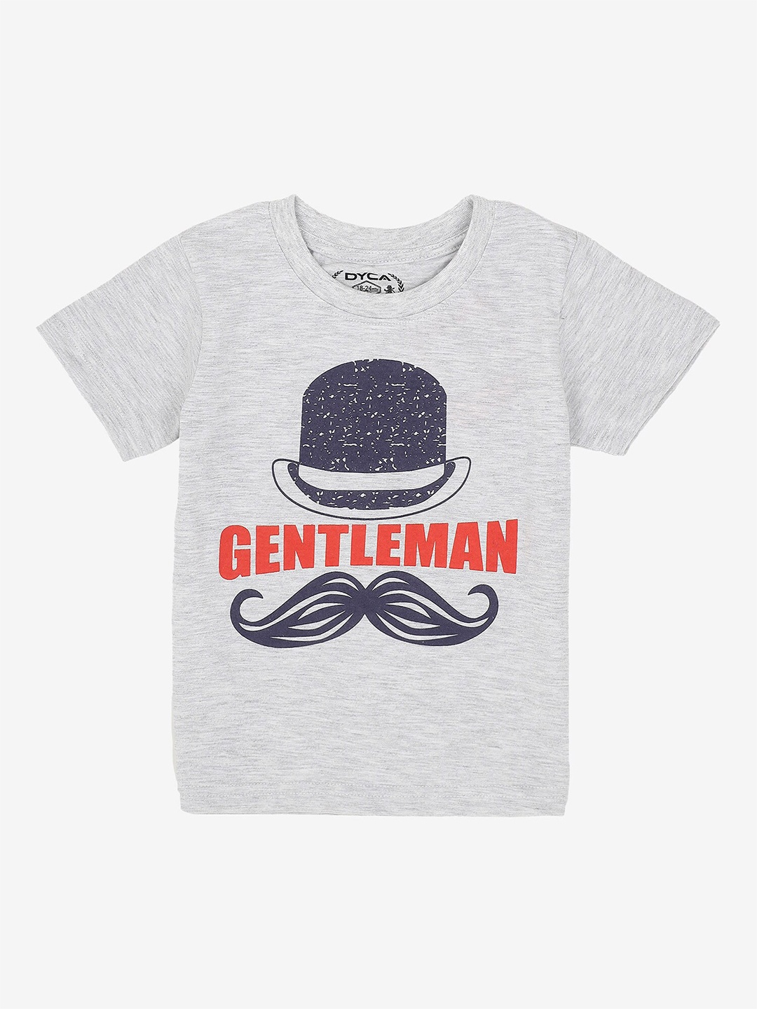 

DYCA Boys Typography Printed Round Neck T-shirt, Grey melange