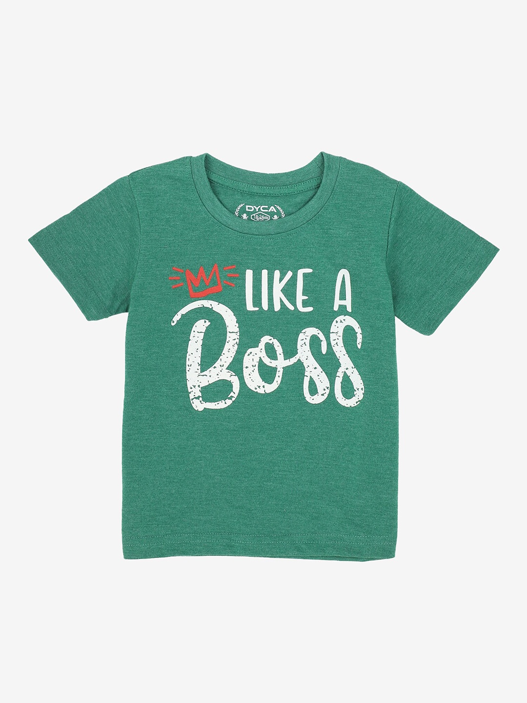 

DYCA Boys Typography Printed Round Neck T-shirt, Green