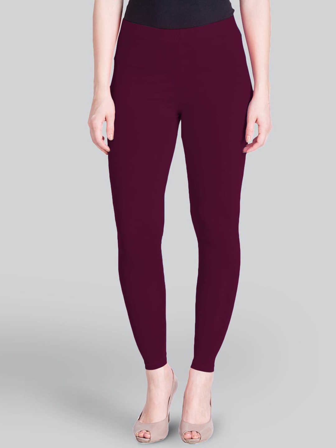 

LYRA Cotton Ankle Length Leggings, Maroon