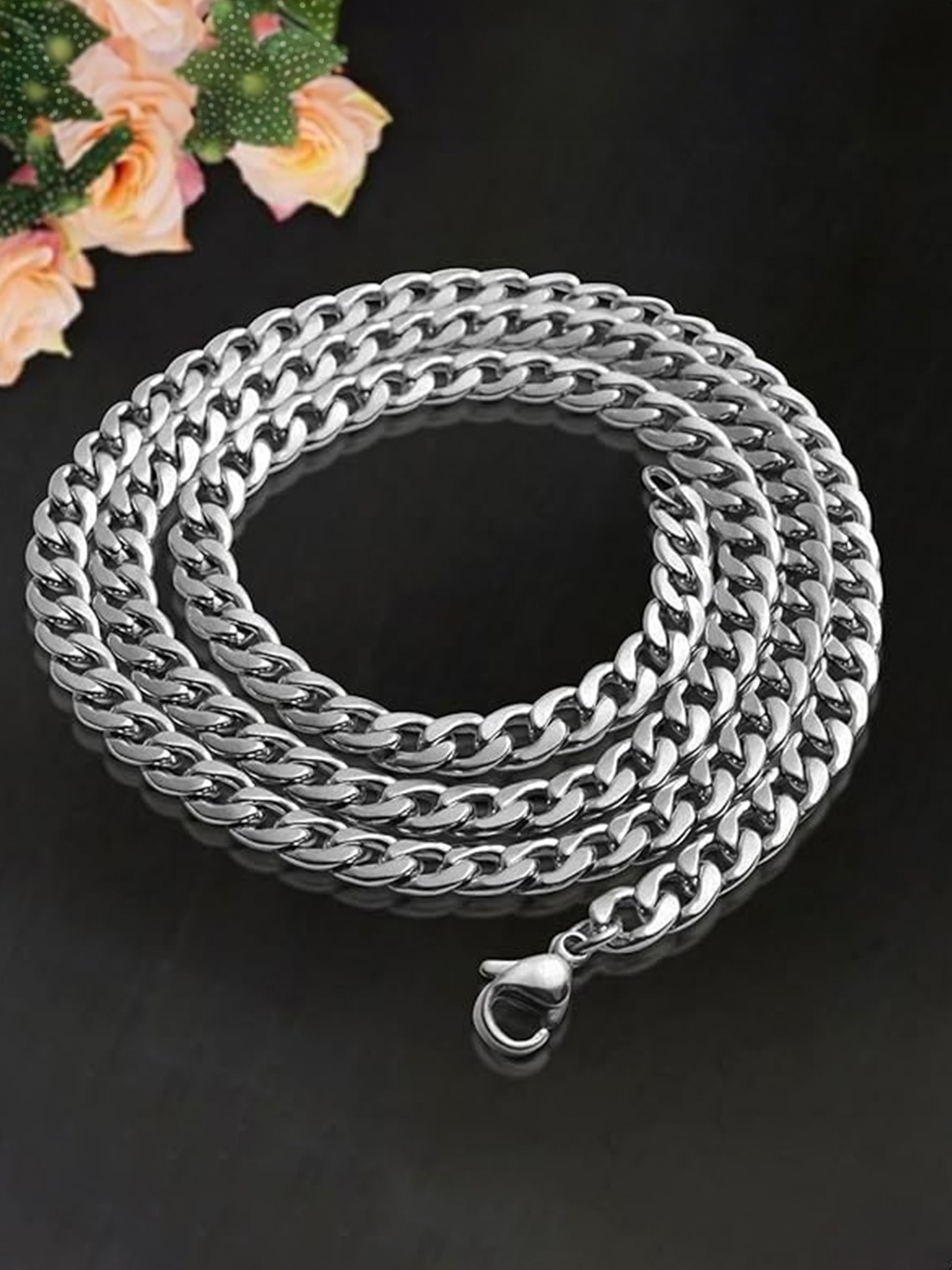 

MEENAZ Unisex Rhodium-Plated Chain, Silver