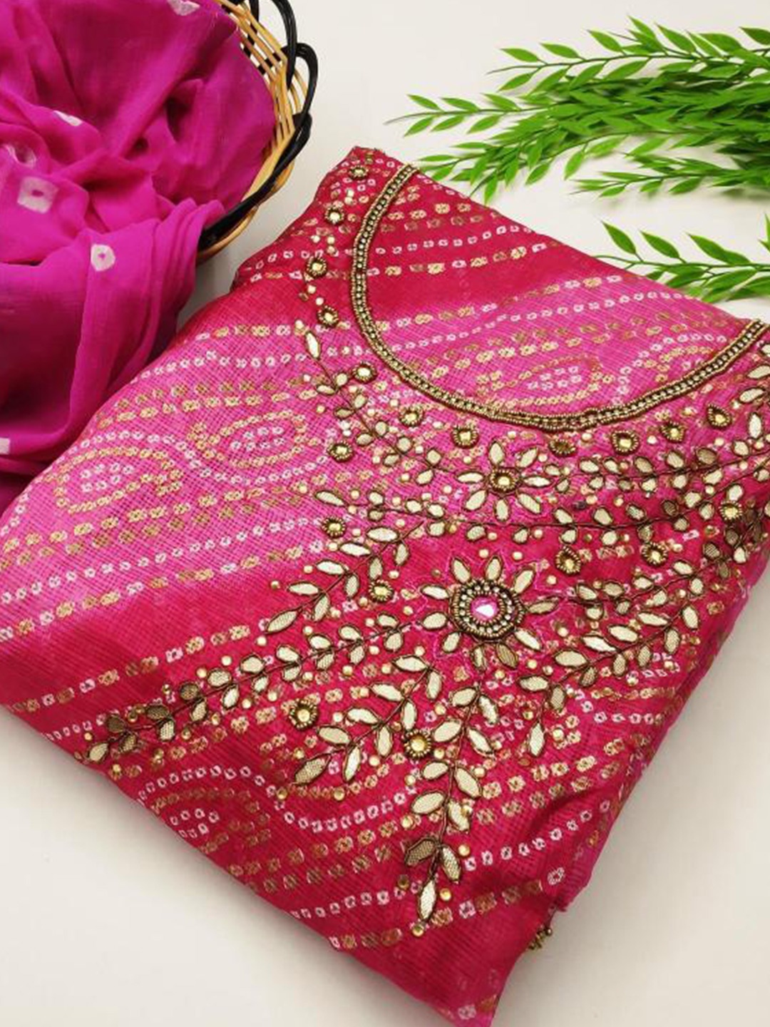 

Dori Embroidered Unstitched Dress Material, Pink