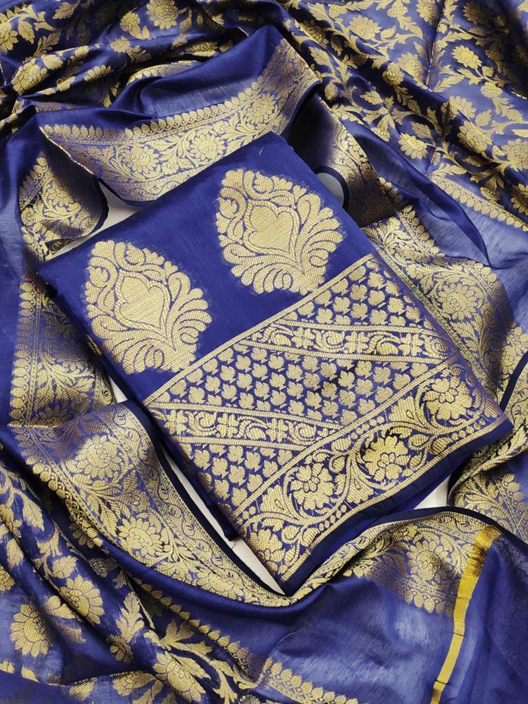

Dori Embroidered Unstitched Dress Material, Blue