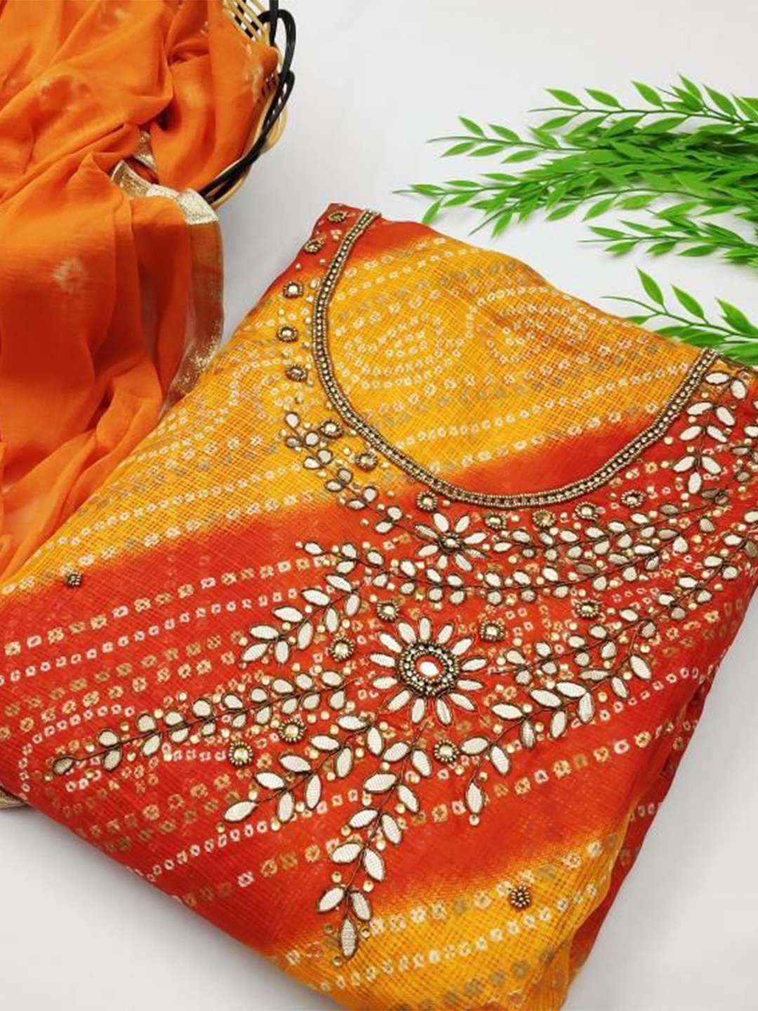 

Dori Embroidered Unstitched Dress Material, Yellow