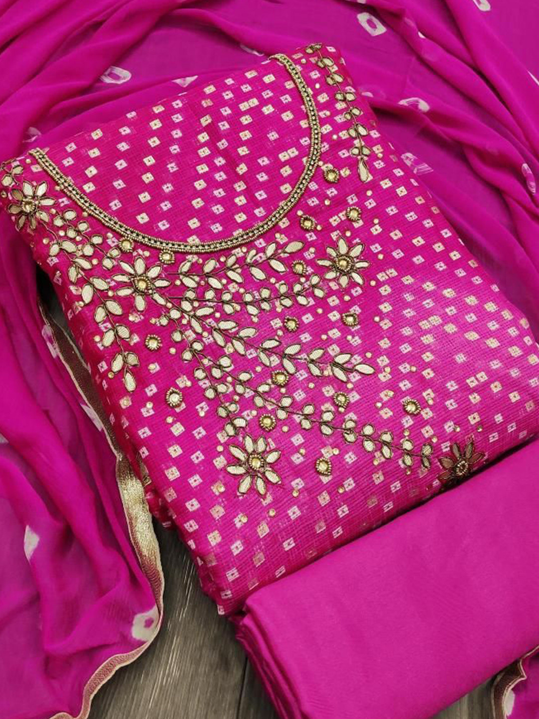 

Dori Embroidered Unstitched Dress Material, Pink