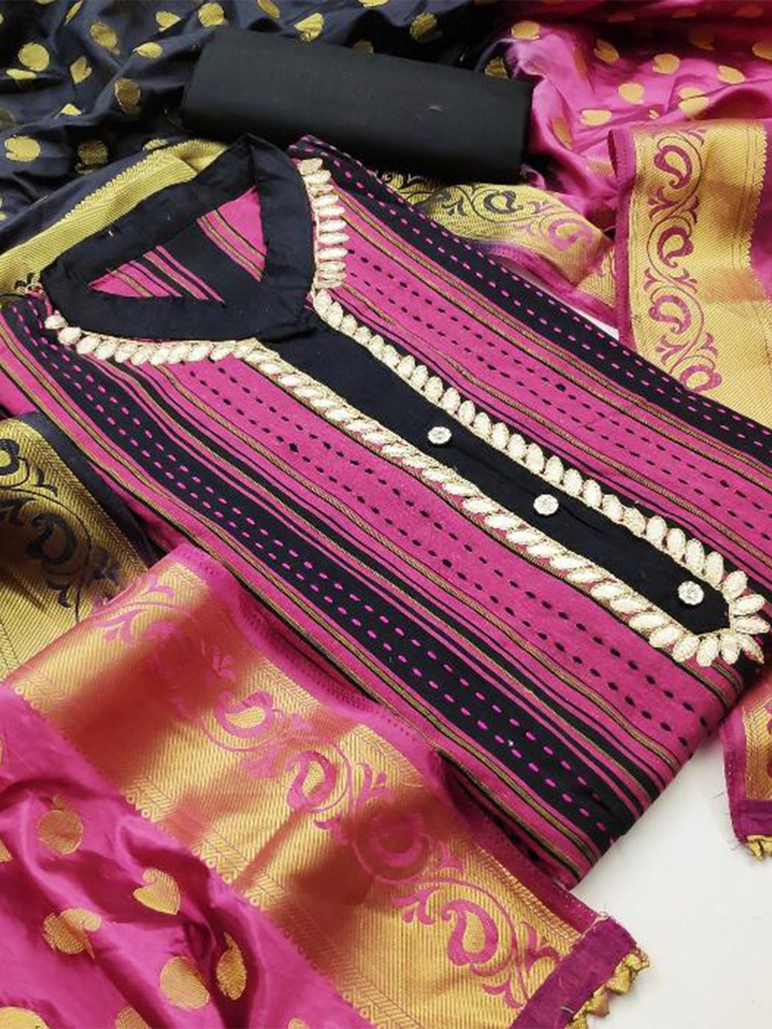 

Dori Embroidered Pure Cotton Unstitched Dress Material, Pink