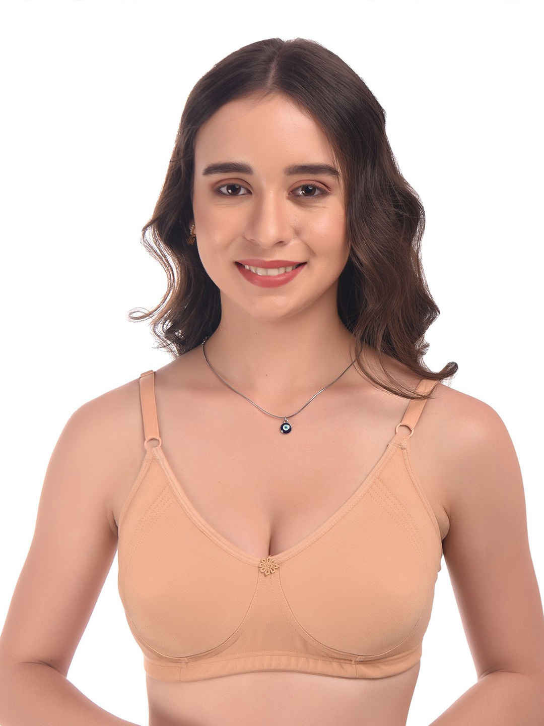 

elina Women Solid Full Coverage Non Padded Anti Microbial Bra, Beige