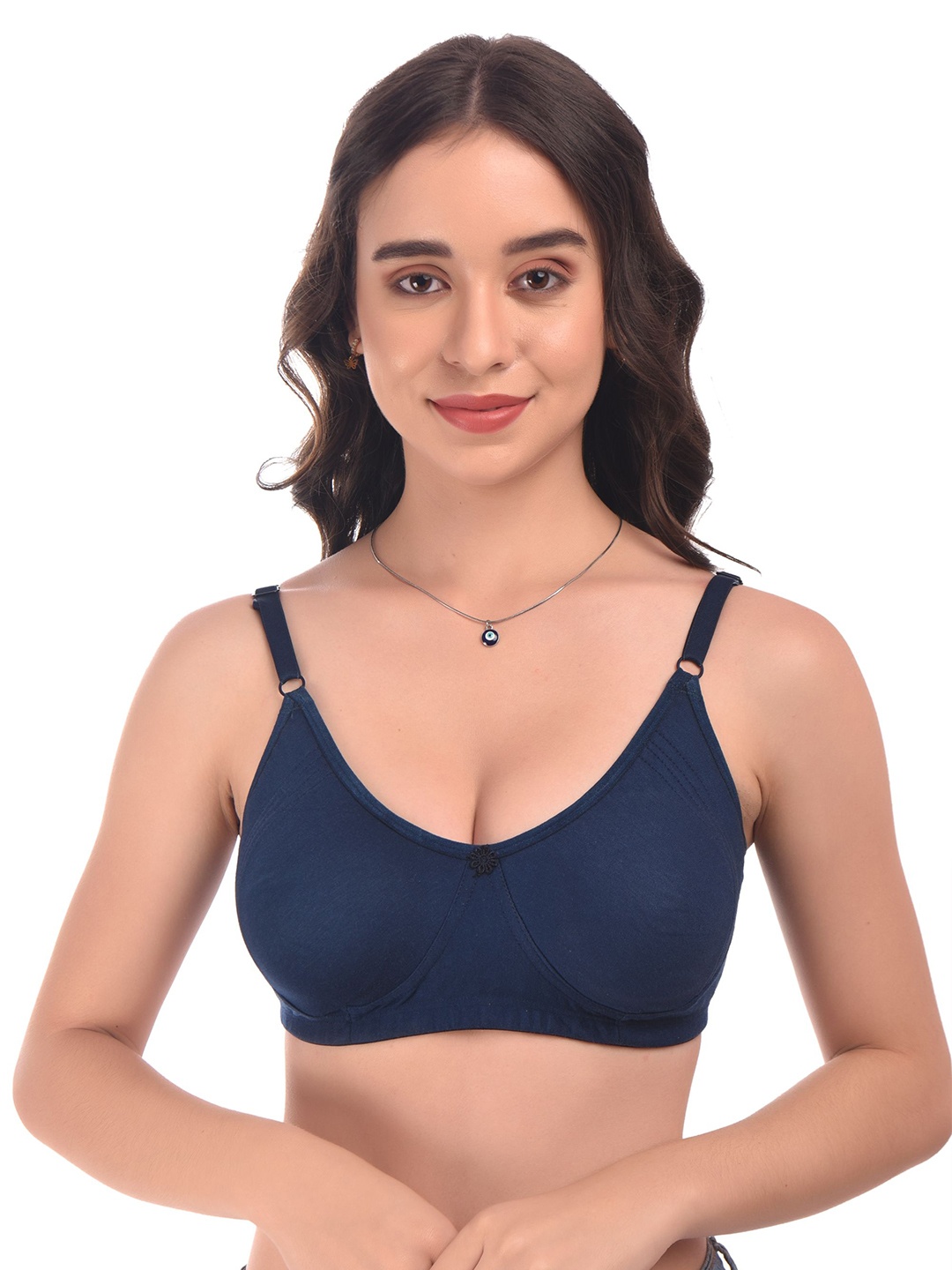 

elina Full Coverage Non Padded Minimizer Bra With Anti Microbial, Navy blue