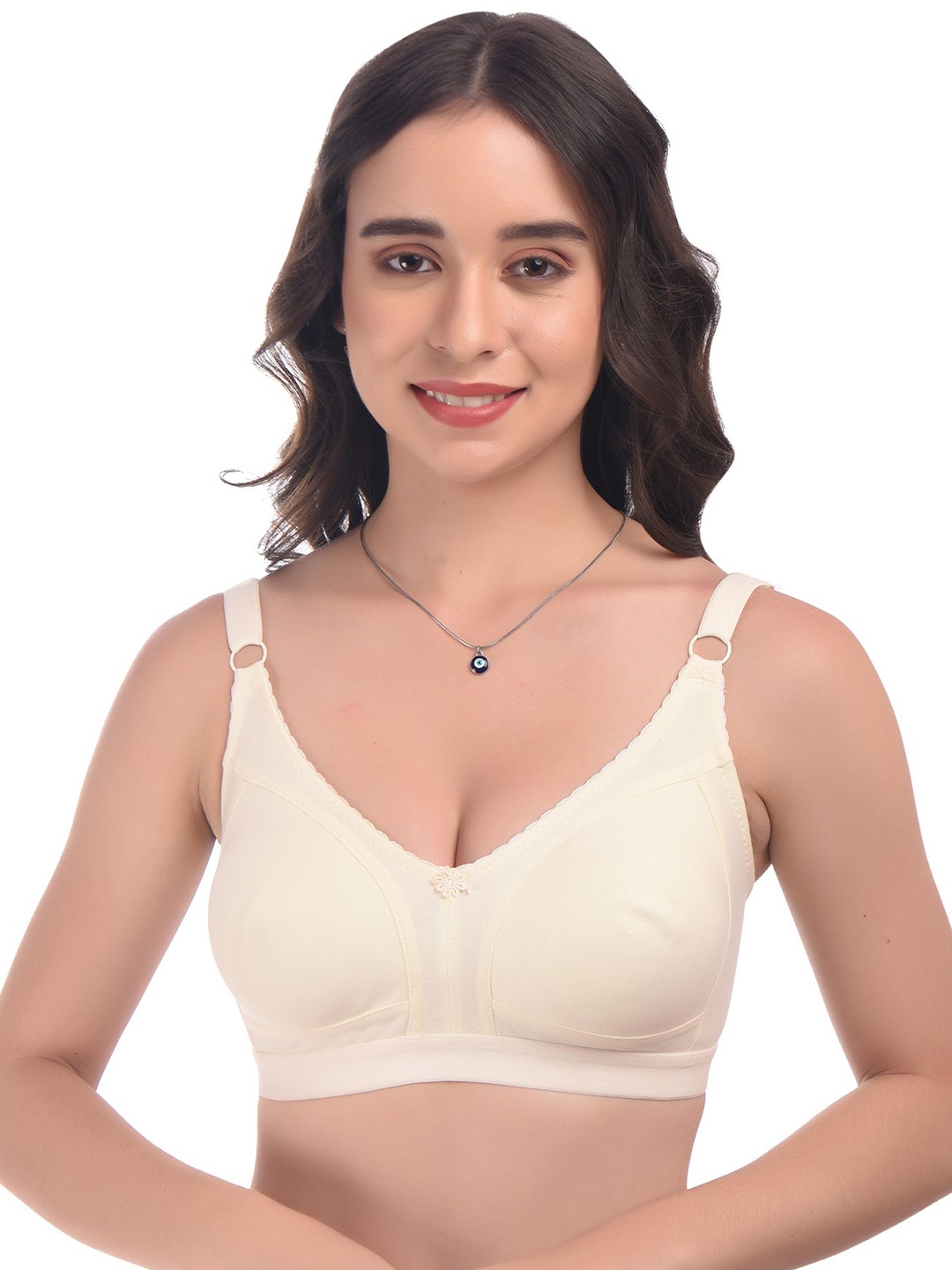 

elina Women Solid Full Coverage Non Padded Anti Microbial Bra, Cream