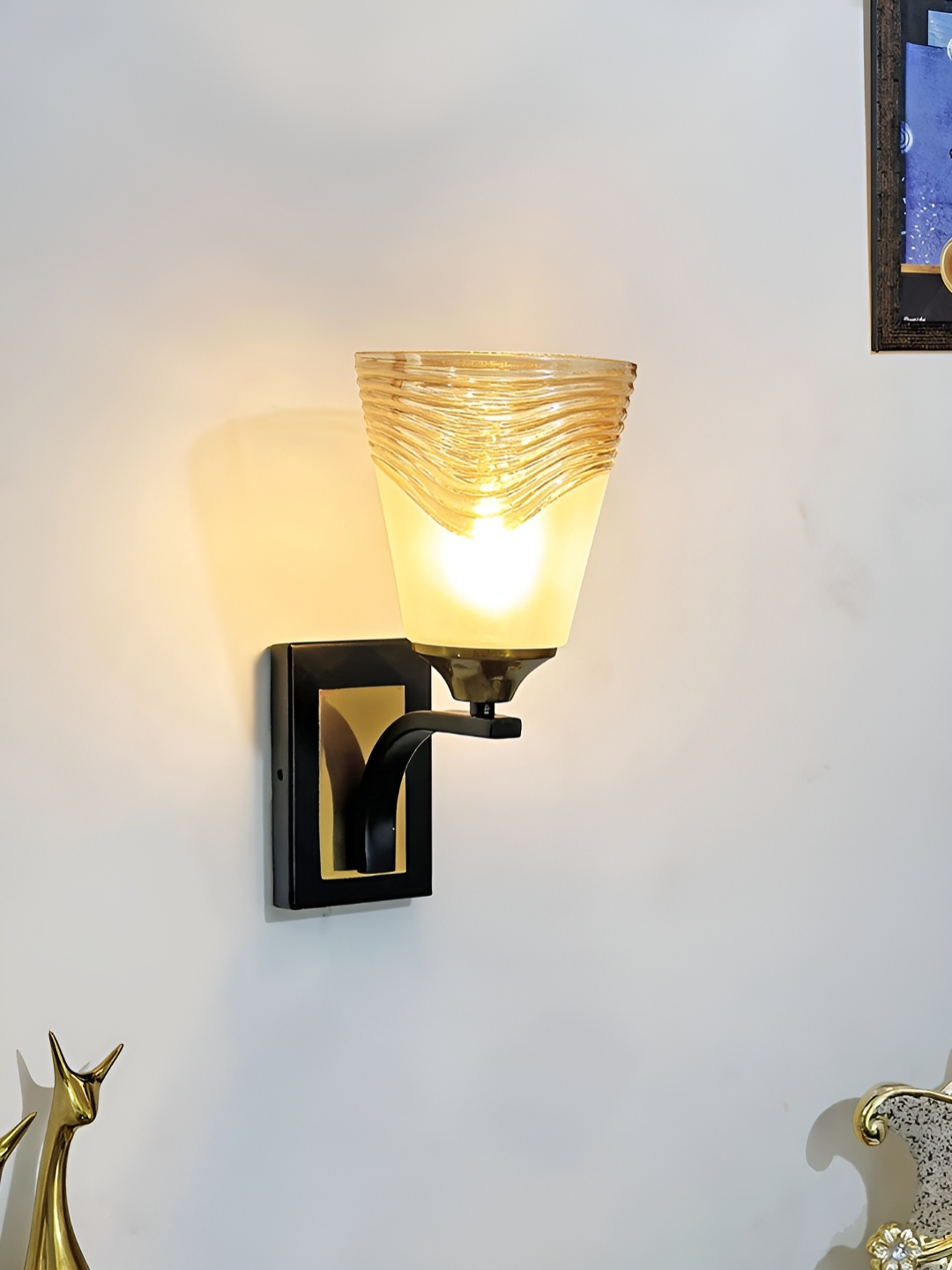 

BrightLyt Gold-Toned Metal Contemporary Frustum Wall Lamp