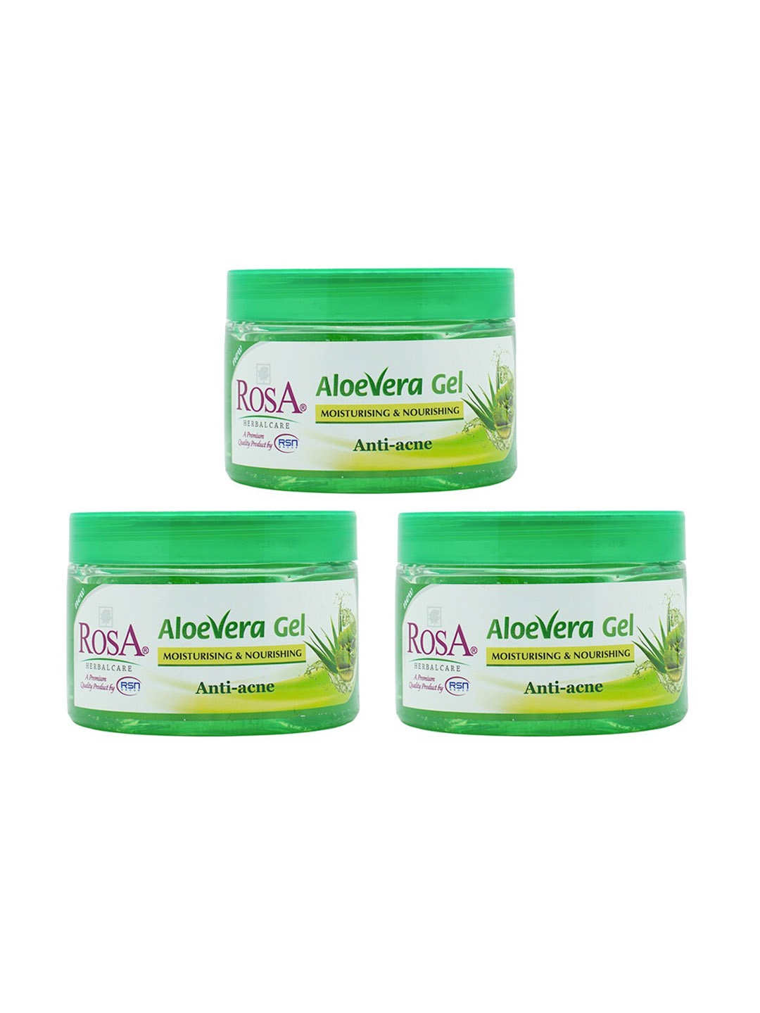 

ROSA Herbalcare Set of 3 Anti-Acne Aloevera Gel - 500 g each, Green