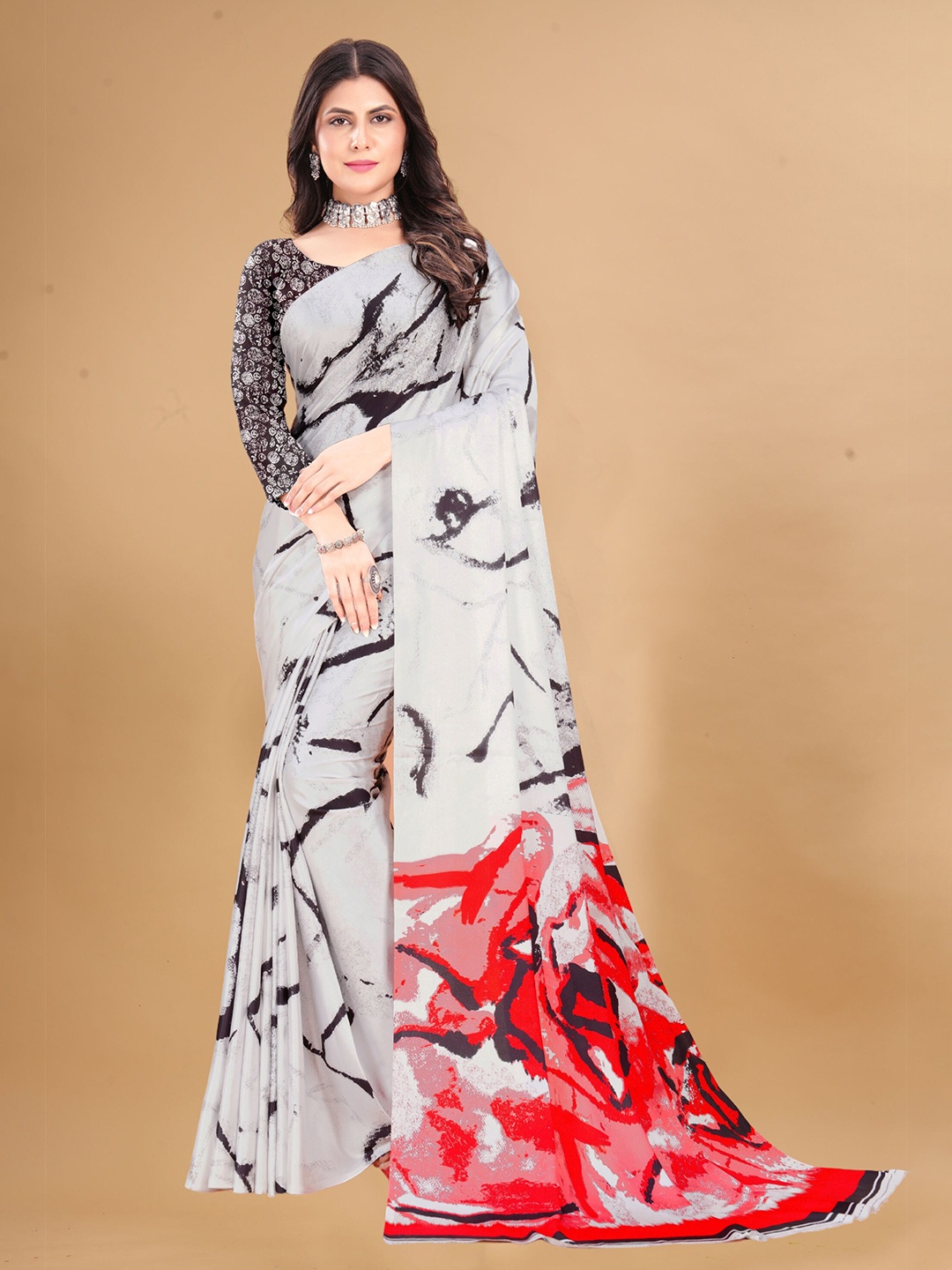 

DIVASTRI Satin Saree, White