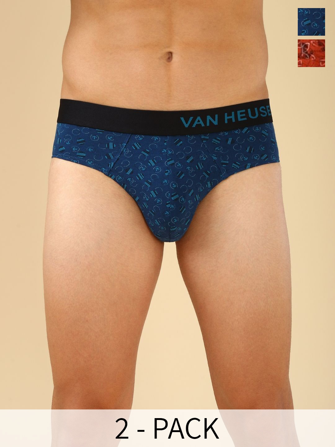 

Van Heusen Men Pack of 2 Printed Allover And Body Defining Fit Brief IHQEBR2C434510007, Red