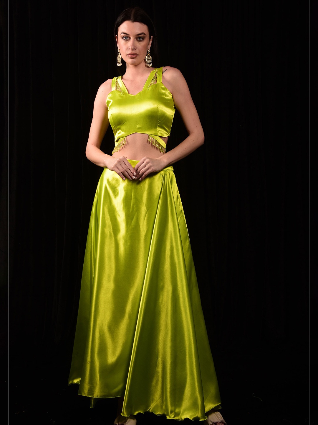 

Laalzari Women Ready to Wear Lehenga & Blouse With Dupatta, Green