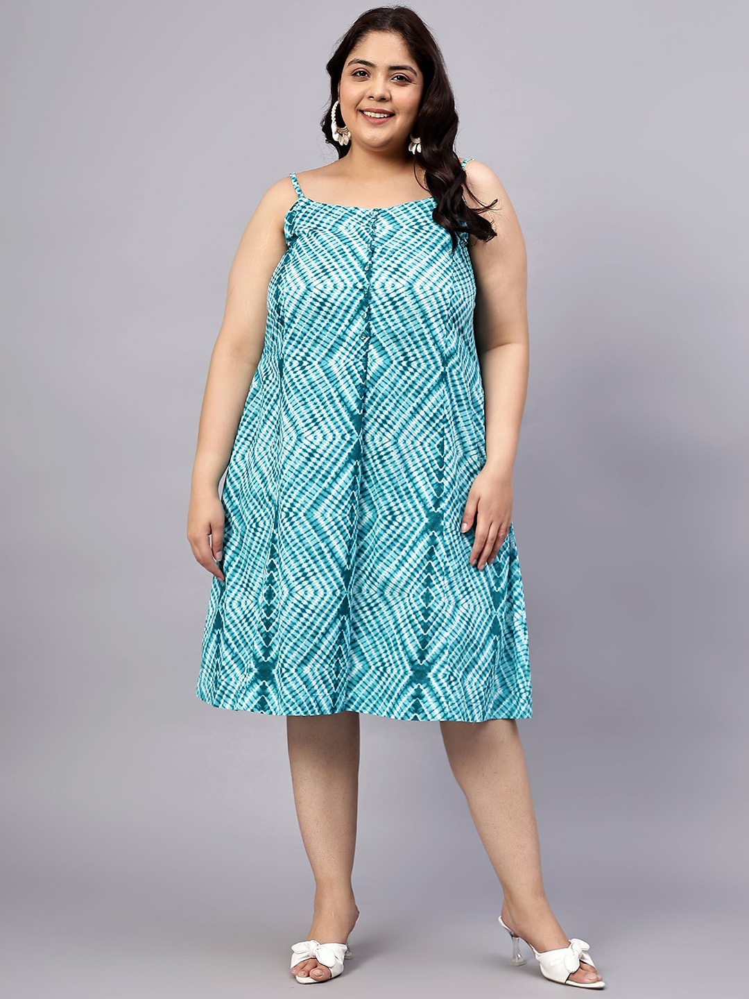 

Indietoga Printed Pure Cotton Dress, Sea green