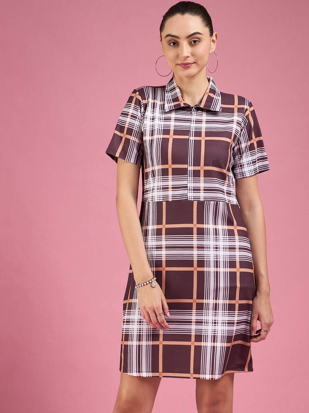

DressBerry Checked Shirt Dress, Maroon