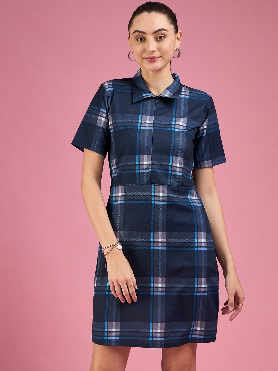 

DressBerry Checked Shirt Dress, Navy blue