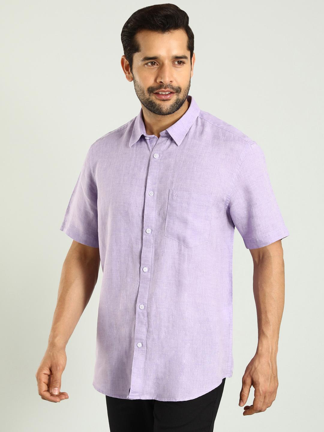 

Indian Terrain Classic Slim Fit Pure Linen Casual Shirt, Purple