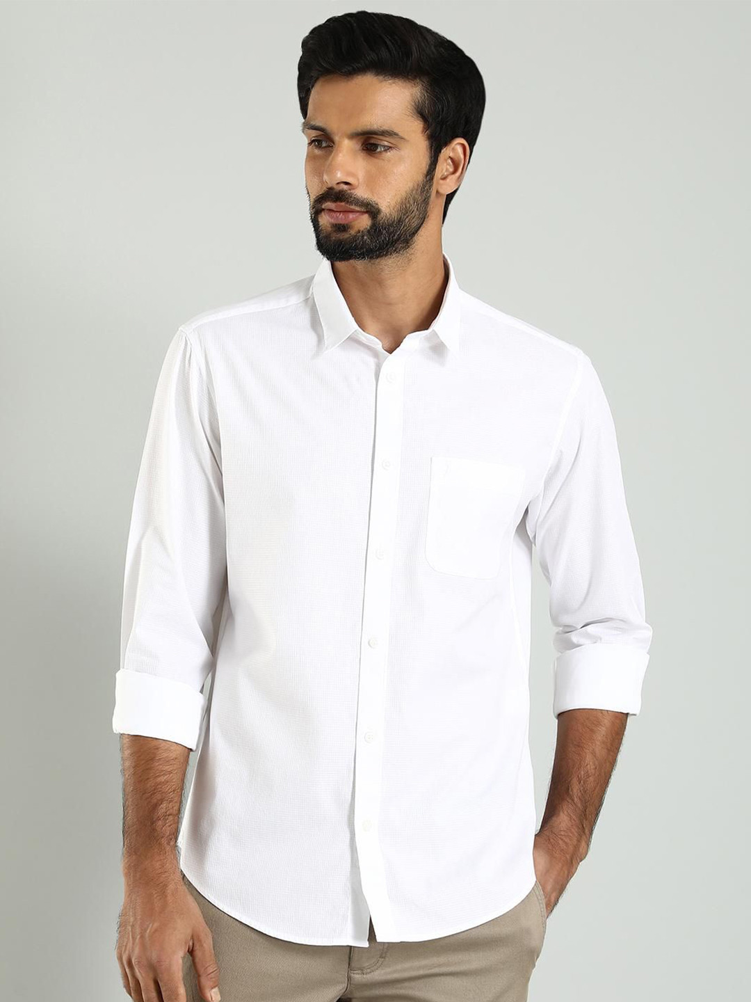 

Indian Terrain Classic Slim Fit Cotton Casual Shirt, White