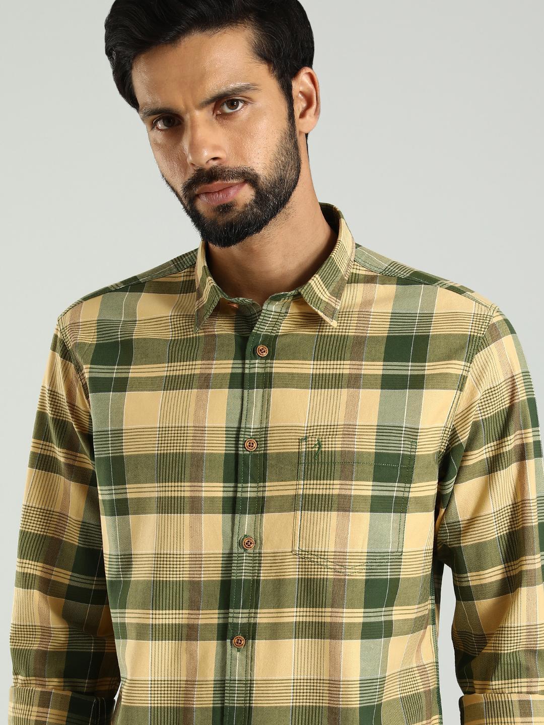 

Indian Terrain Men Classic Slim Fit Tartan Checks Opaque Checked Casual Shirt, Green