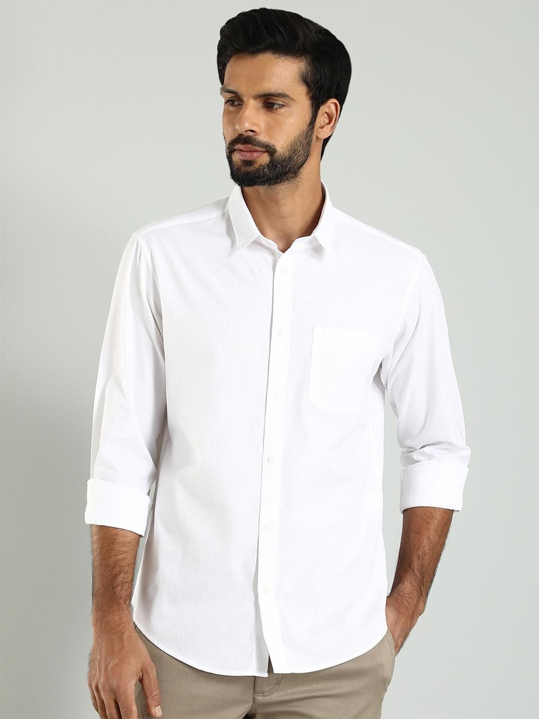 

Indian Terrain Classic Slim Fit Pure Cotton Casual Shirt, White