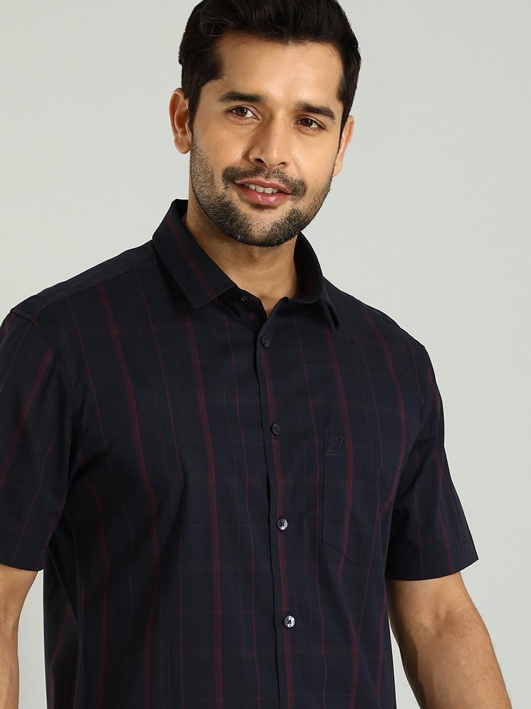 

Indian Terrain Classic Spread Collar Slim Fit Tartan Checks Opaque Cotton Casual Shirt, Blue