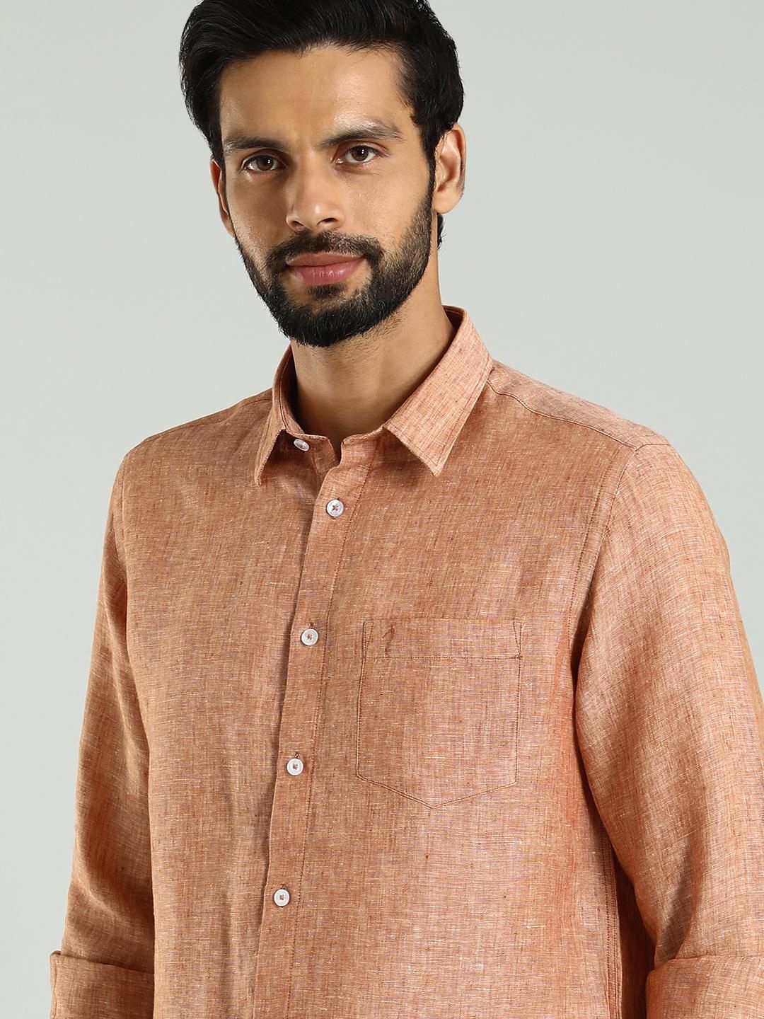 

Indian Terrain Classic Spread Collar Slim Fit Cotton Casual Shirt, Brown