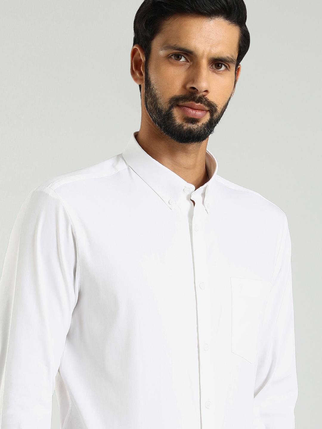 

Indian Terrain Classic Button Down Collar Slim Fit Cotton Casual Shirt, White