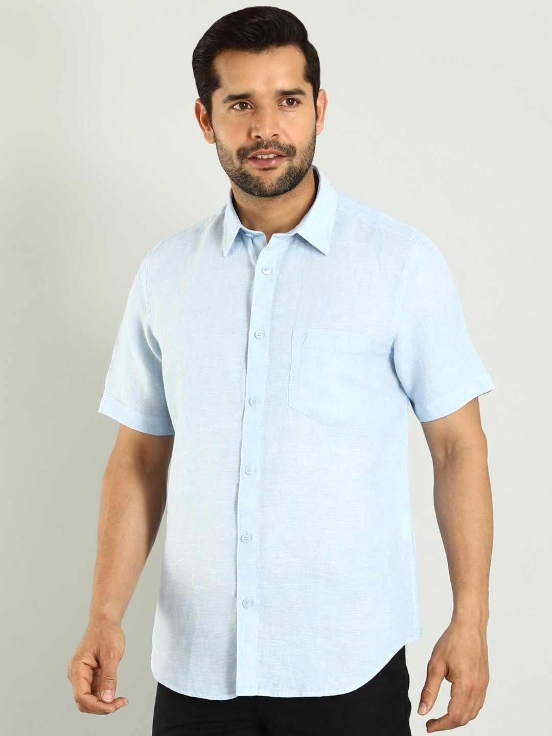 

Indian Terrain Men Classic Slim Fit Opaque Casual Shirt, Blue