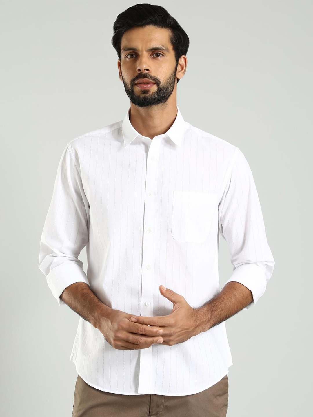 

Indian Terrain Men Classic Slim Fit Opaque Casual Shirt, White