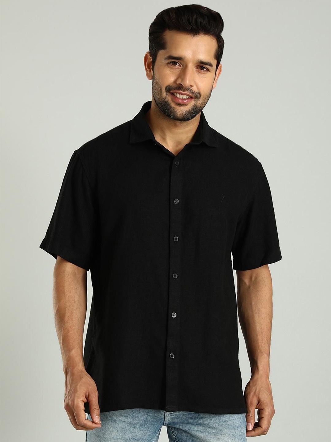 

Indian Terrain Classic Slim Fit Casual Shirt, Black