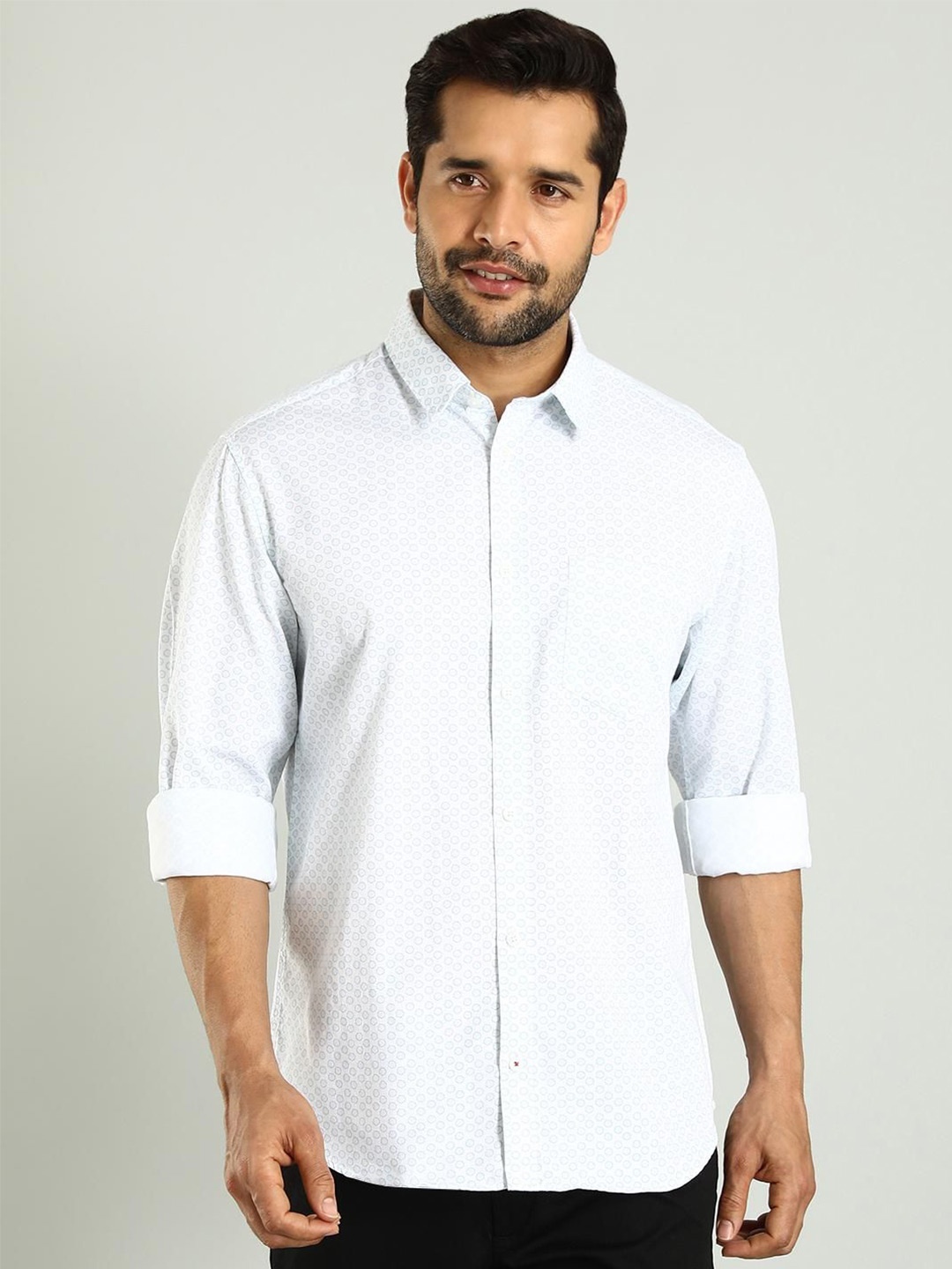 

Indian Terrain Classic Slim Fit Printed Cotton Casual Shirt, White