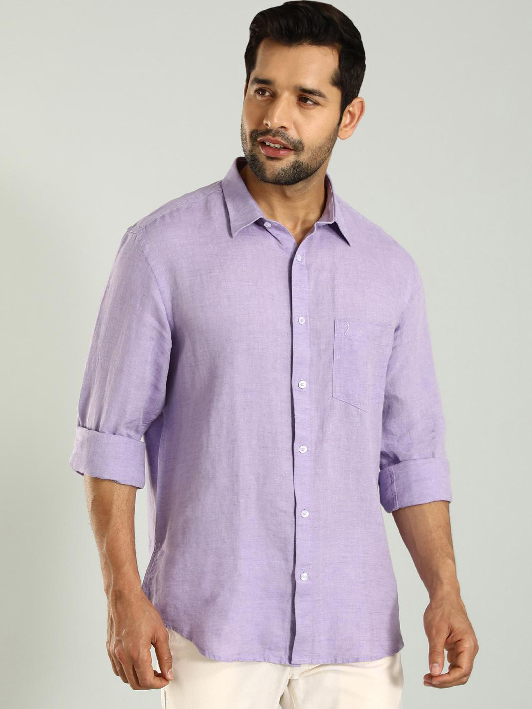 

Indian Terrain Men Classic Slim Fit Opaque Checked Casual Shirt, Purple