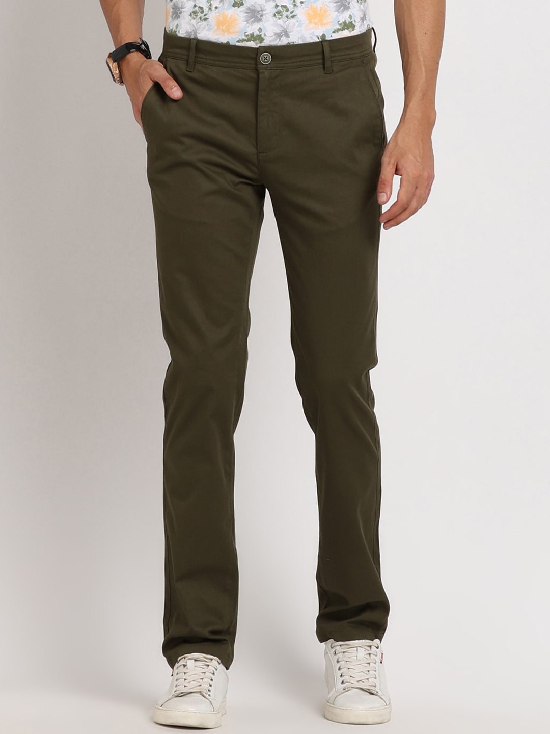 

Turtle Men Relaxed Skinny Fit Trousers, Olive