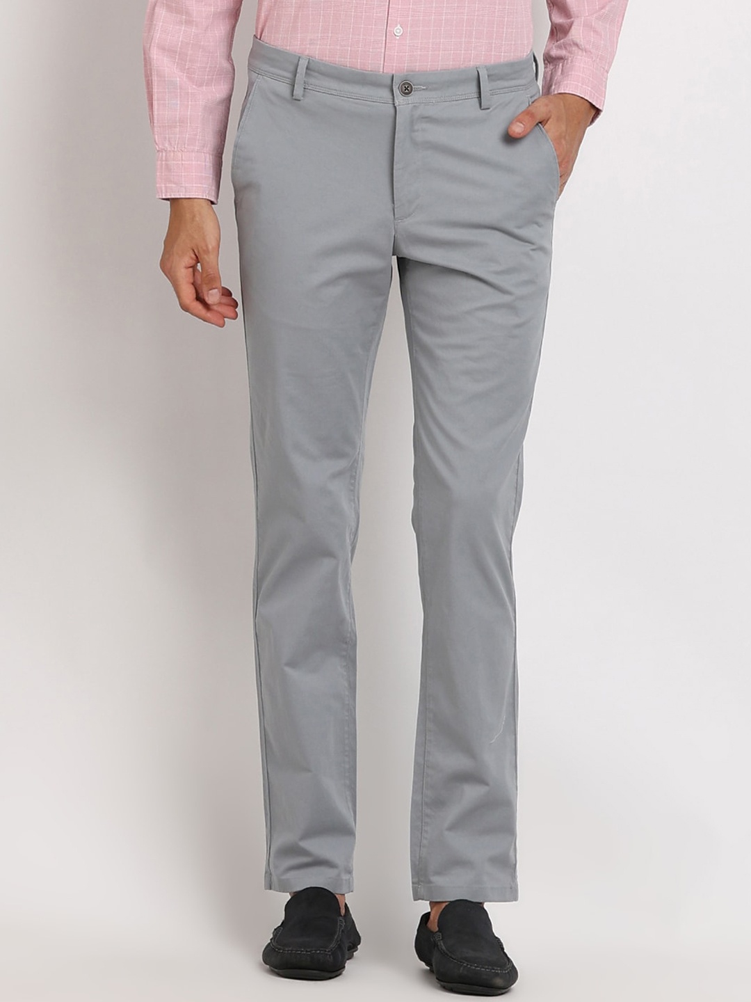 

Turtle Men Mid-Rise Relaxed Slim Fit Trousers, Grey