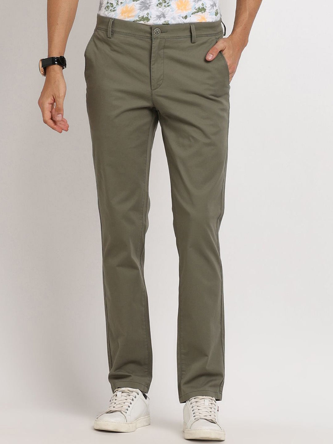 

Turtle Men Relaxed Skinny Fit Trousers, Olive