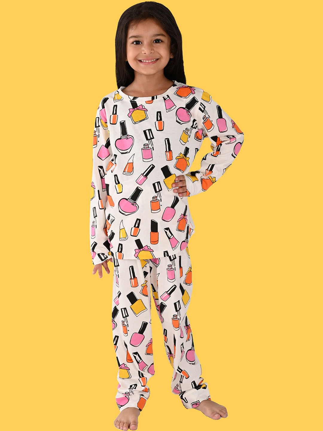 

Anthrilo Girls Printed Night suit, White