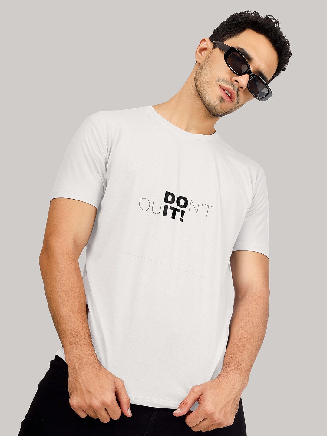 

Greylongg Men Typography Printed Round Neck T-shirt, White