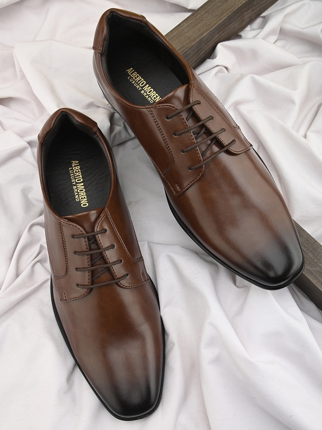 

ALBERTO MORENO Men Formal Derby Shoes, Brown