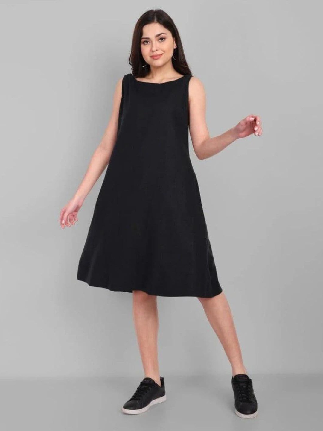 

Mera Rang Sleeveless A-Line Dress, Black
