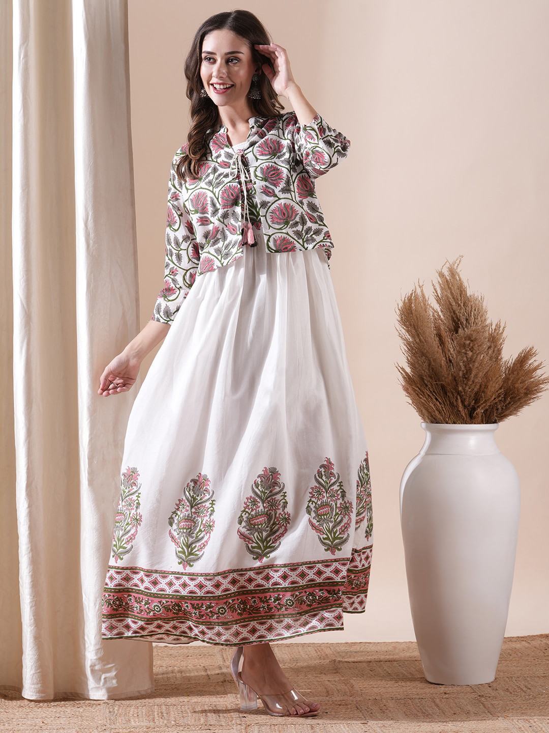 

FASHOR Floral Print Maxi Dress, White