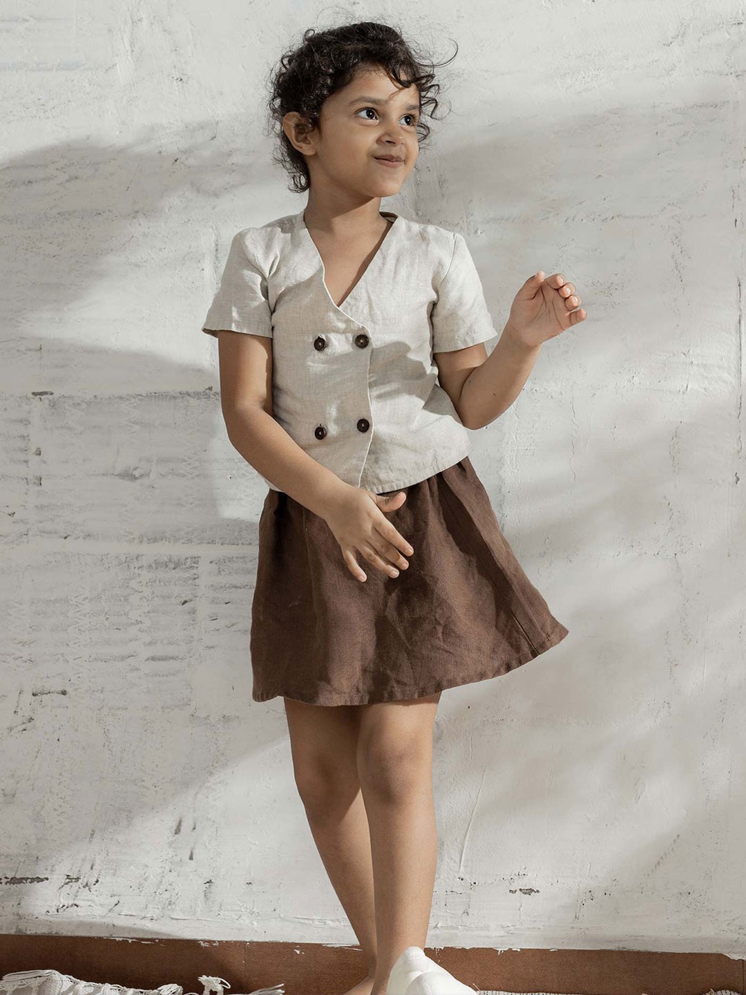

CHI LINEN CLOTHING Linen Shirt Style Top, Cream