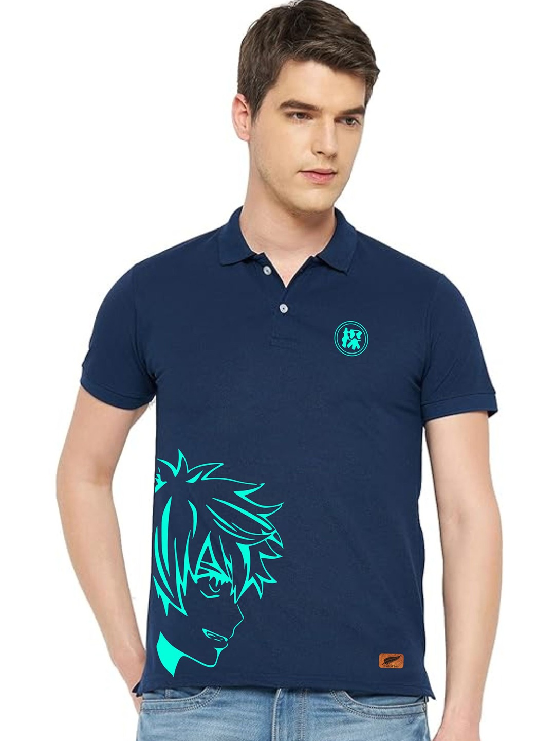 

Polo Plus Men Printed Polo Collar Dri-FIT Applique T-shirt, Navy blue