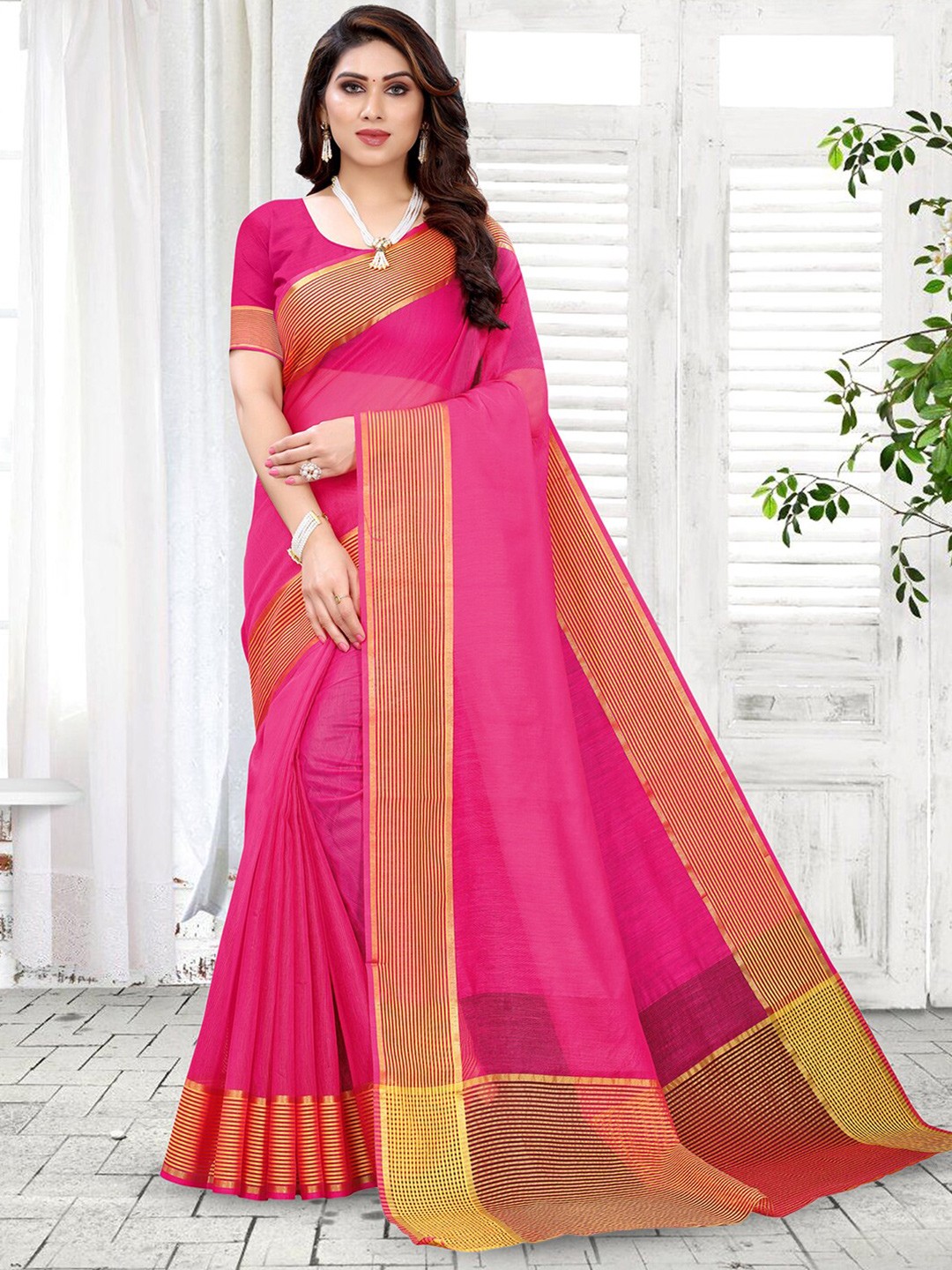 

Satrani Zari Saree, Pink