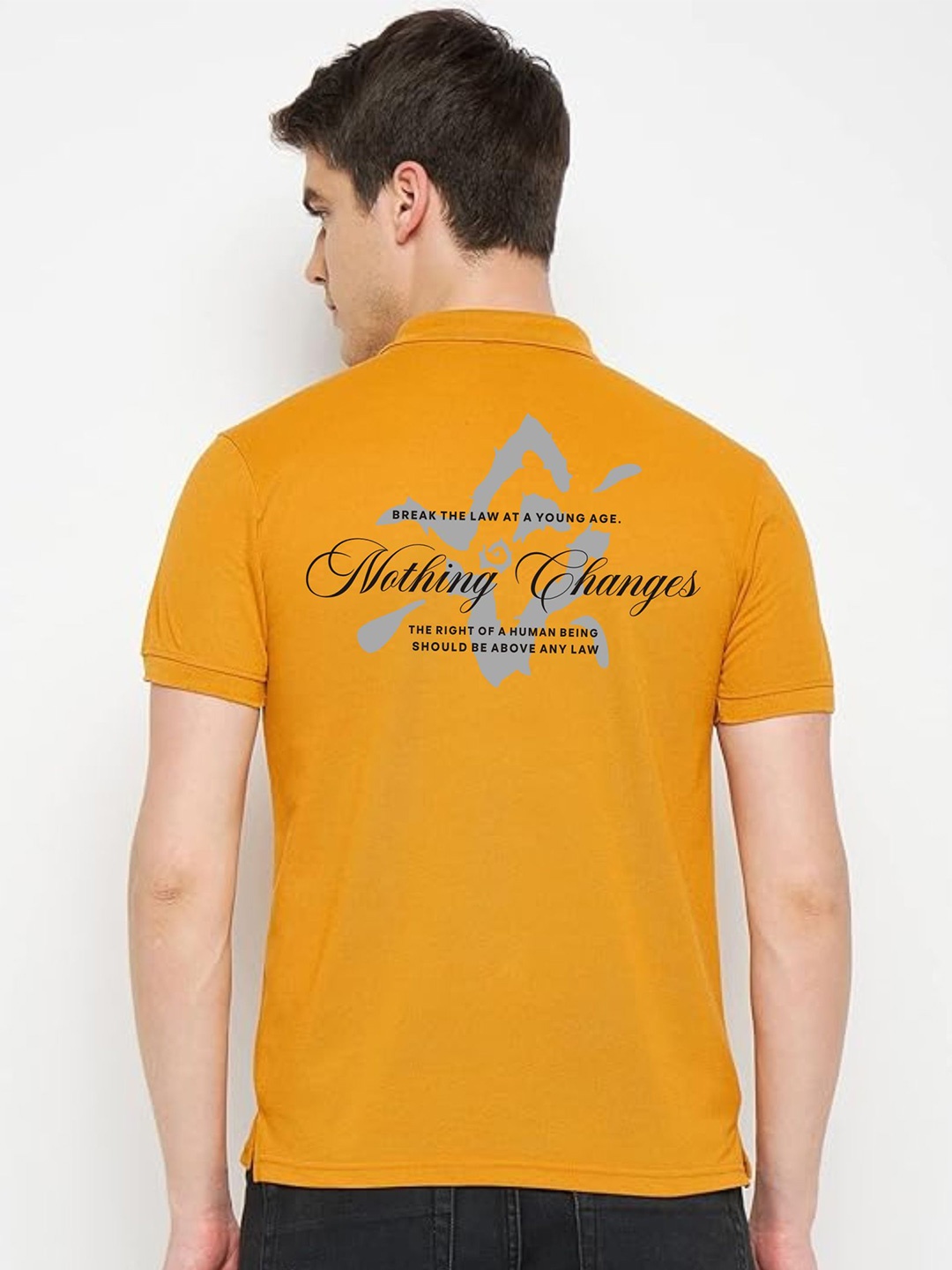 

Polo Plus Men Typography Printed Polo Collar T-shirt, Mustard