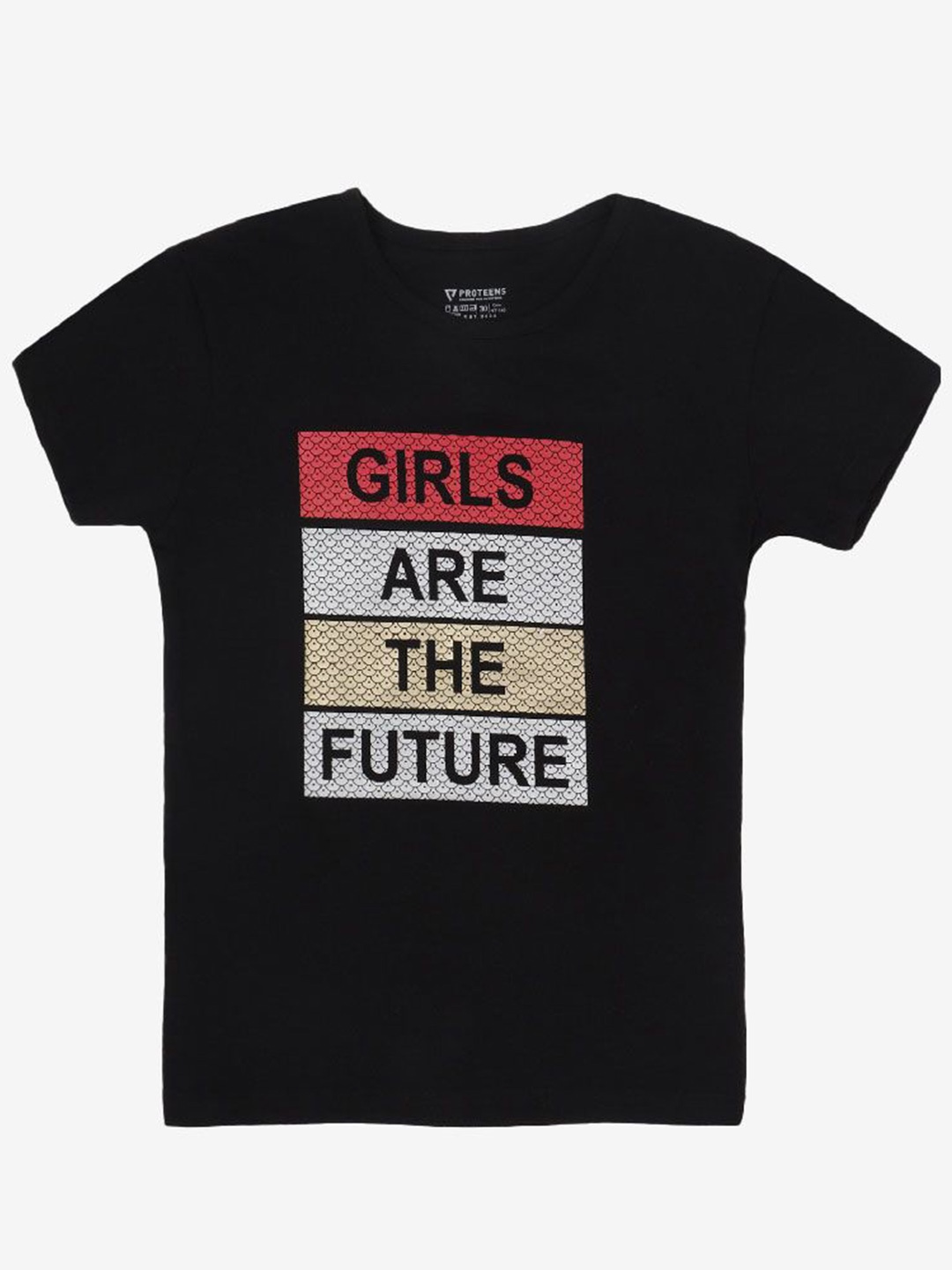 

Bodycare Girls Typography Printed Applique T-shirt, Black