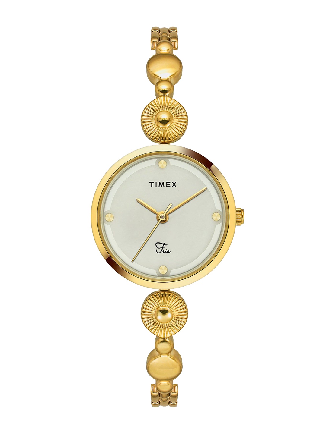 

Timex Women Brass Dial & Bracelet Style Straps Analogue Watch TWEL18200, Gold